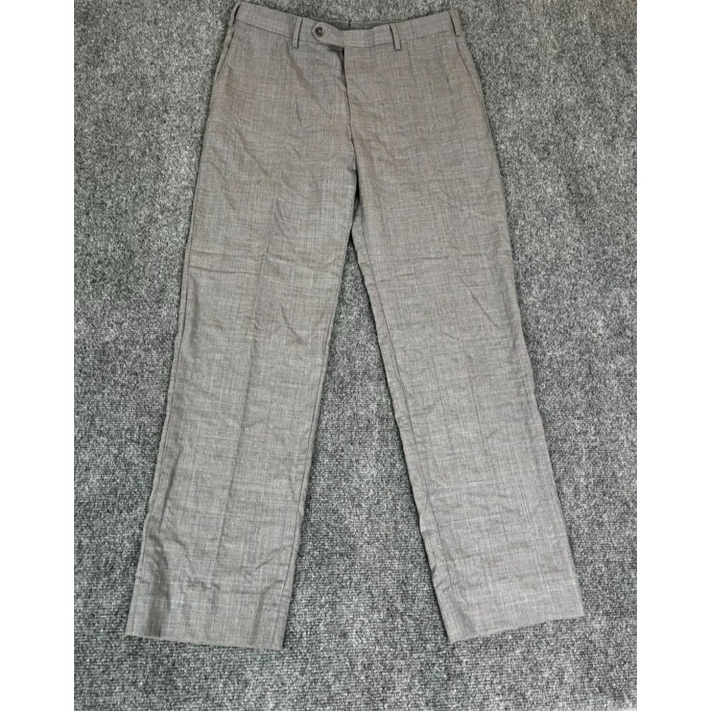 J.Hilburn Reda European Fit Super 130'sWool Dress Pants Men's Gray Check Size 34
